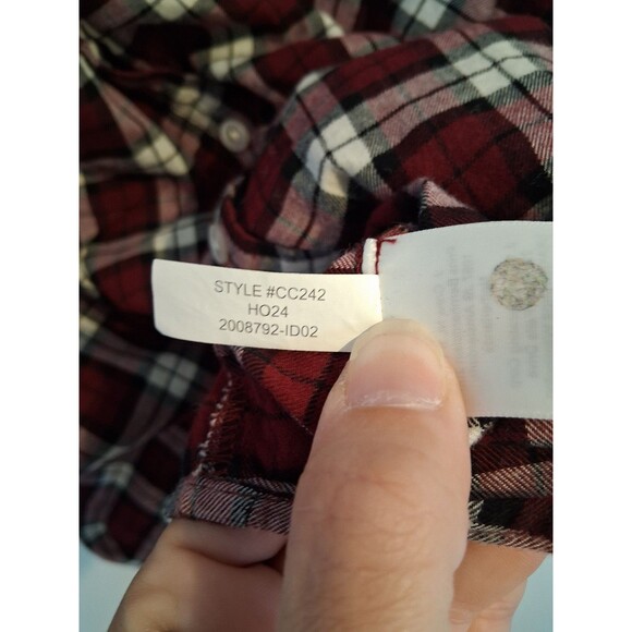 Women's J. Crew Burgundy Plaid Flannel Button-Down Shirt, Size Large - Picture 9 of 9